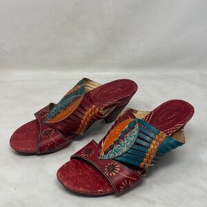 Spring Step Red and Orange Mules Vibrant Slip-On Comfort